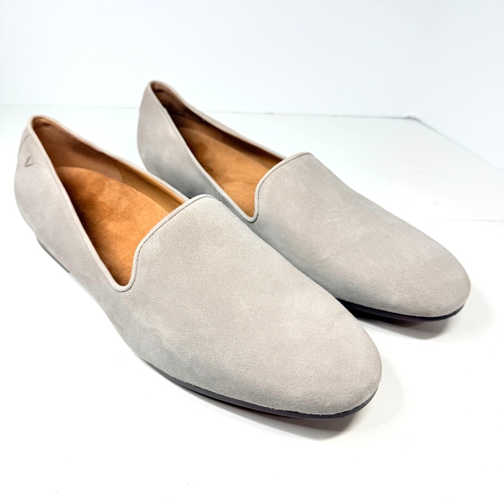 Vionic Willa Loafer Women 13 Grey Suede Orthotic Arch Support Flat Slip On Shoes
